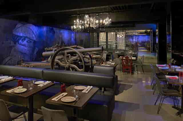 Lantern Lounge at Revere Hotel: industrial decor, ideal for creative meetings and events.
