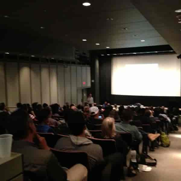Bartos Theater auditorium at MIT Media Lab, ideal for engaging presentations and lectures.
