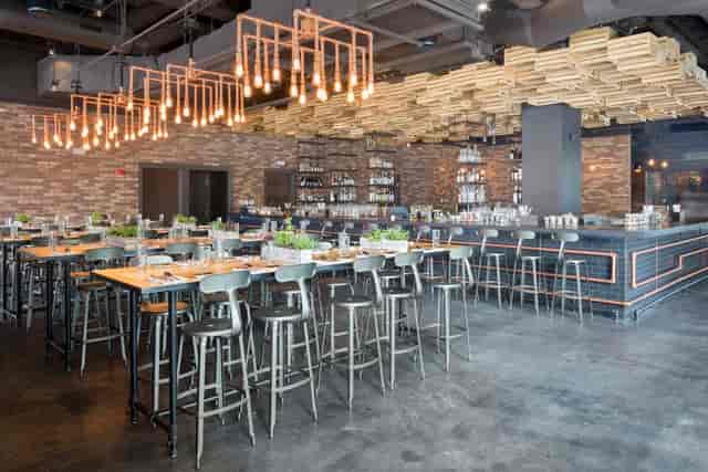 Modern bar in The Hawthorne, ideal for events and gatherings with stylish seating.