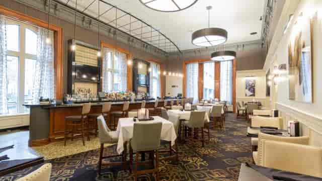 Private dining room at Ruth's Chris Steak House, elegant decor for events and meetings.