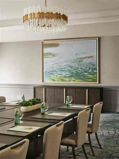 Newbury Salon West meeting room with elegant table setup for productive gatherings.