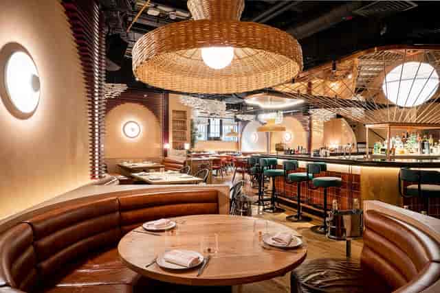Stylish restaurant interior at Bibo Shoreditch, perfect for meetings and social events.