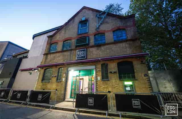 The Garden Outdoor Terrace at Egg LDN, industrial venue for creative events.
