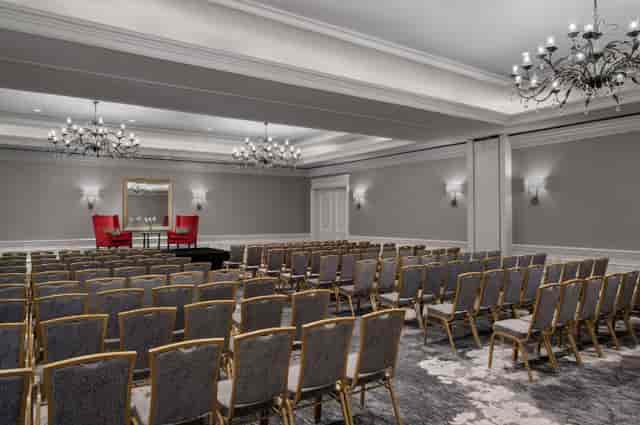 Ritz-Carlton Ballroom with elegant chandeliers, perfect for conferences and presentations.