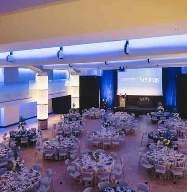 Hamilton Ballroom with elegant tables, ideal for corporate events and galas.