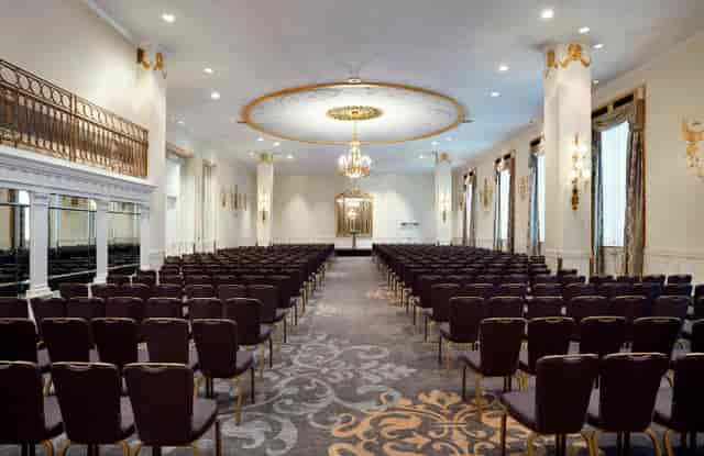 Grand Ballroom at The Mayflower Hotel, elegant venue for conferences and meetings.