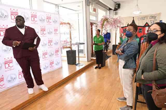 Community Room at Anacostia Arts Center, speaker engaging audience, event space, networking.