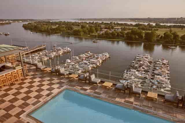 Rooftop pool venue at InterContinental DC for upscale events with marina views.