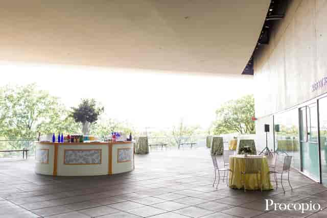Rooftop Terrace at Arena Stage: elegant event space with stylish bar and natural light.