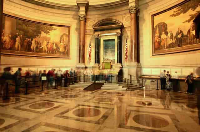 Rotunda Galleries in National Archives, elegant architecture for formal events and tours.