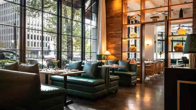 Stylish St. Gregory Hotel patio, ideal for intimate meetings and networking events.