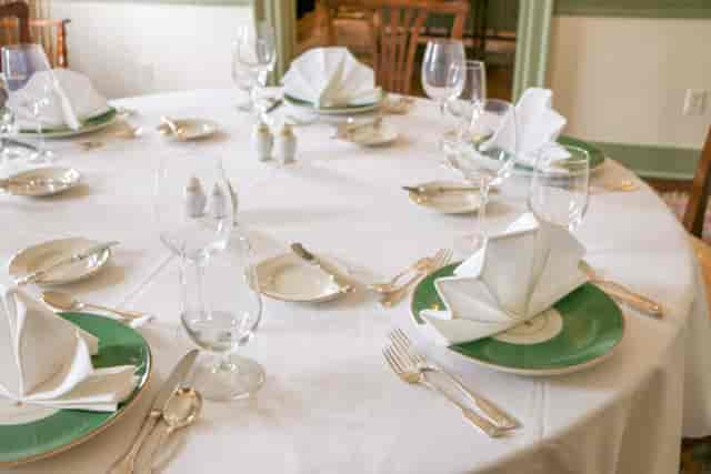 Elegant dining table setup in Governor's Room, City Tavern for formal events.