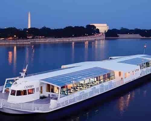 Sleek private deck venue on DC river, ideal for upscale corporate events and weddings.