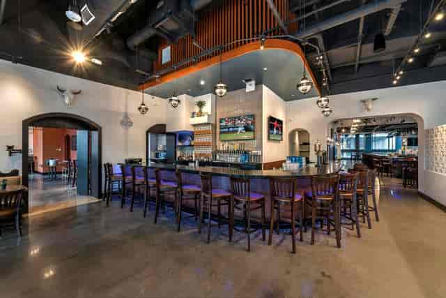 Modern bar in Capitol Room, Mission Navy Yard; ideal for networking events and gatherings.