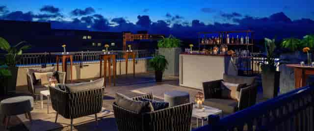 Stylish rooftop event space at Archer Hotel Alexandria, perfect for cocktail receptions.