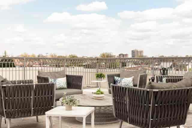 Presidential Suite rooftop lounge at Archer Hotel Alexandria, ideal for networking events.