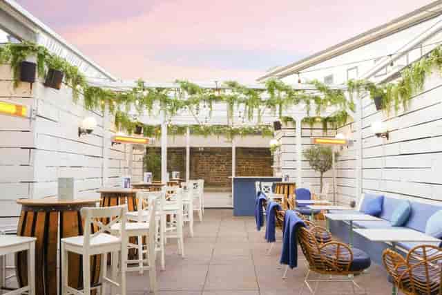 Stylish outdoor event space at Casamigos Terrace, ideal for gatherings and networking.