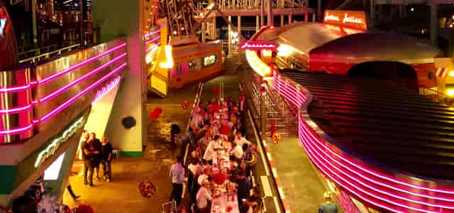 Vibrant outdoor dining at Terrassen, Gröna Lund, perfect for events and gatherings.