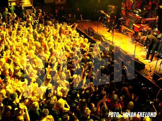 Vibrant crowd at Stora Salen, Nalen during a live music event, showcasing energy and engagement.