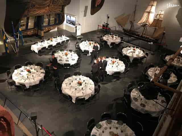 Elegant event space at Minneshallen, Sjöhistoriska Museet, perfect for corporate gatherings.