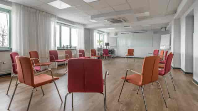 Conference center at Hotell Kristina with circular seating for workshops and brainstorming.