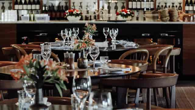 Elegant dining space at Stallmästaregården for corporate events and wine tastings.