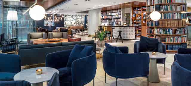 Stylish lounge in Mornington Hotel Stockholm City, ideal for networking events.