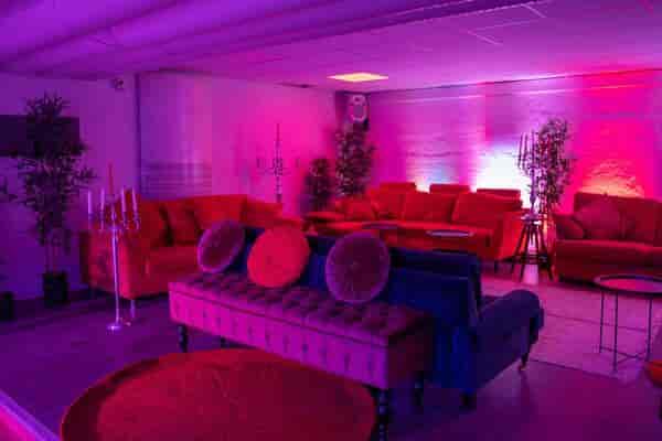Stylish lounge area with plush seating, perfect for events and networking.