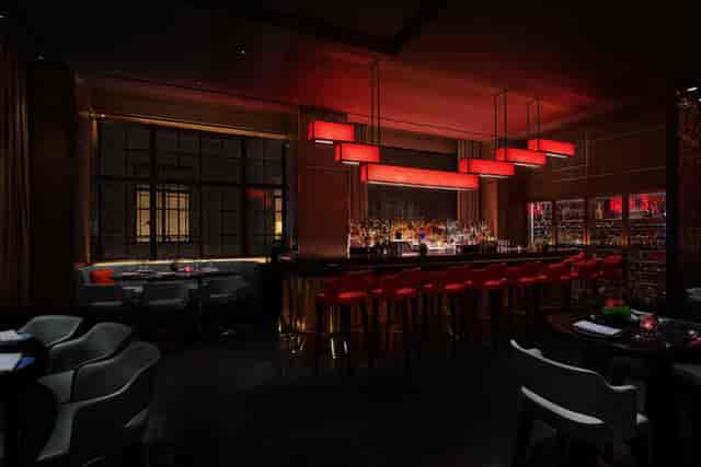 Sophisticated bar at Hakkasan Shanghai, ideal for cocktail receptions and networking events.