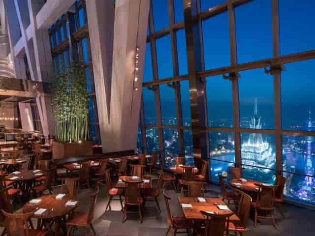 Sophisticated dining venue with city views, perfect for upscale events and corporate dinners.