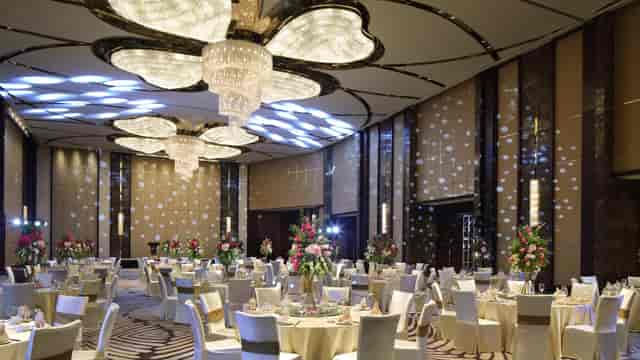 Elegant Grand Ballroom at InterContinental Shanghai Jing'An, perfect for weddings and galas.
