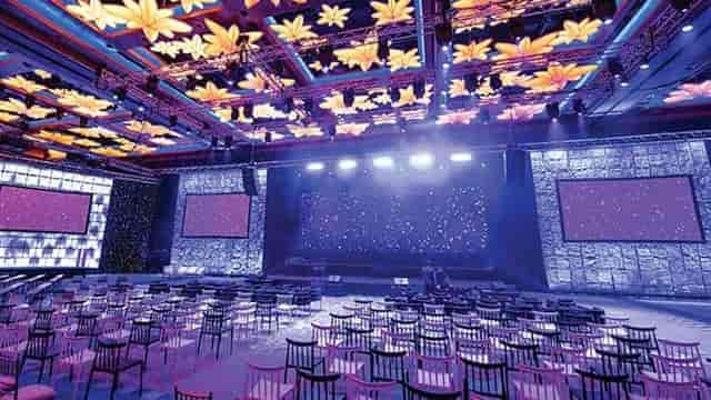 Conference Room at Equarius Hotel with floral ceiling, ideal for conferences and gala events.