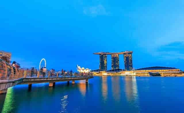 Marina Bay Sands waterfront view, ideal for evening events and receptions in Singapore.