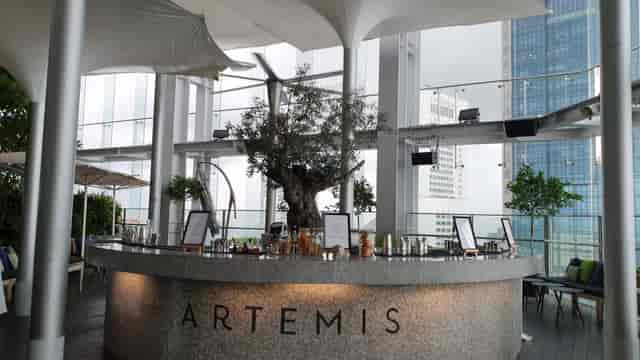 Sky Lounge at Artemis Grill: stylish rooftop venue with panoramic views for upscale events.