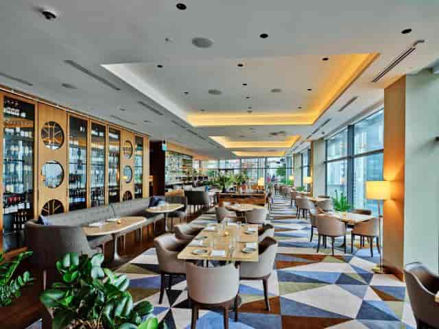 CBD Set Lunch at Artemis Grill: modern restaurant with stylish seating for events.
