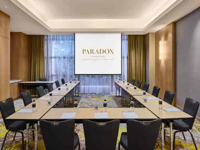 Sandalwood Room at Paradox Singapore: U-shaped meeting space for professional events.
