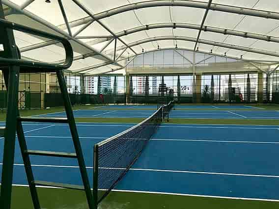 Indoor tennis courts in Banquet Hall, ideal for corporate retreats and team-building events.