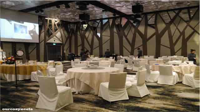 Chengal Ballroom at Crowne Plaza Changi Airport, elegant setup for corporate events.