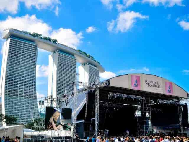 Vibrant outdoor event space at The Meadow, Gardens by the Bay, Singapore for festivals.