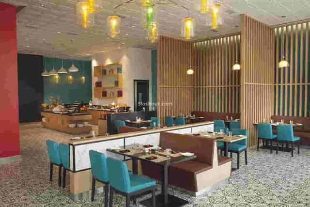 Modern event space at Park Inn by Radisson with vibrant decor for meetings and gatherings.