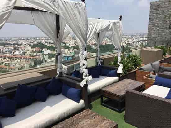 Rooftop pool at DoubleTree Gurugram, ideal for upscale events with city views.
