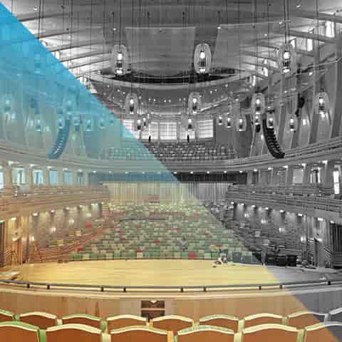 Boston Conservatory Theater: grand stage, tiered seating for performances and conferences.
