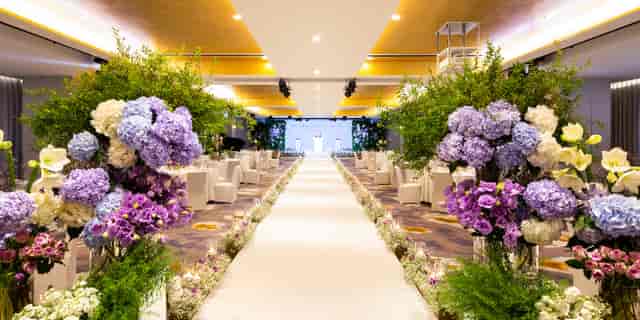 Grand Ballroom at Mondrian Seoul Itaewon, elegant floral decor for weddings and events.