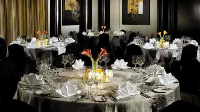 Elegant dining setup in Royale Ballroom, Palace Hotel for formal events and corporate gatherings.