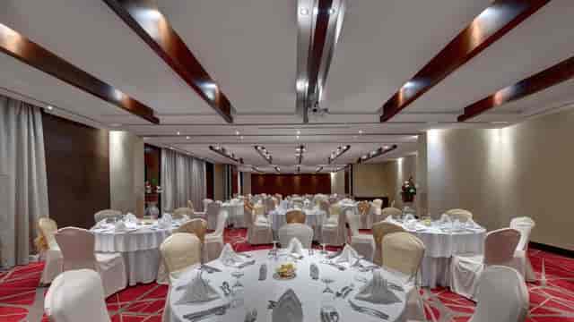 Elegant banquet hall at Media Rotana, perfect for weddings and corporate events.