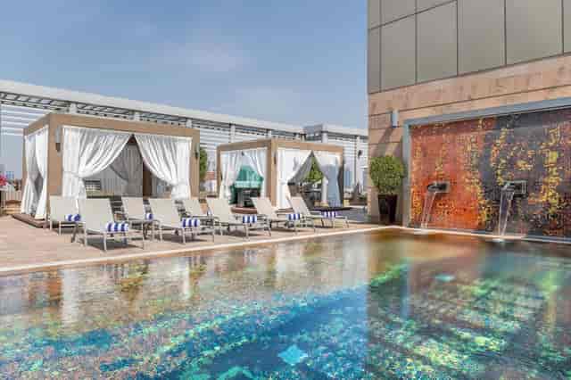 Luxurious rooftop pool at Radisson Blu, ideal for upscale events and summer gatherings.