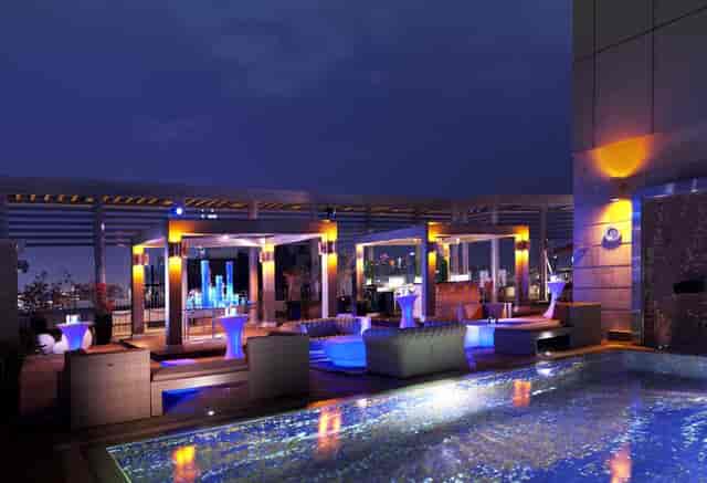 Senso Terrace at Radisson Blu Dubai: stylish rooftop venue for upscale events with city views.