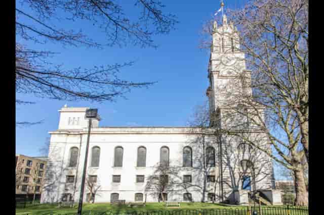 St Anne's Limehouse clock tower, a historic venue for unique events and gatherings.
