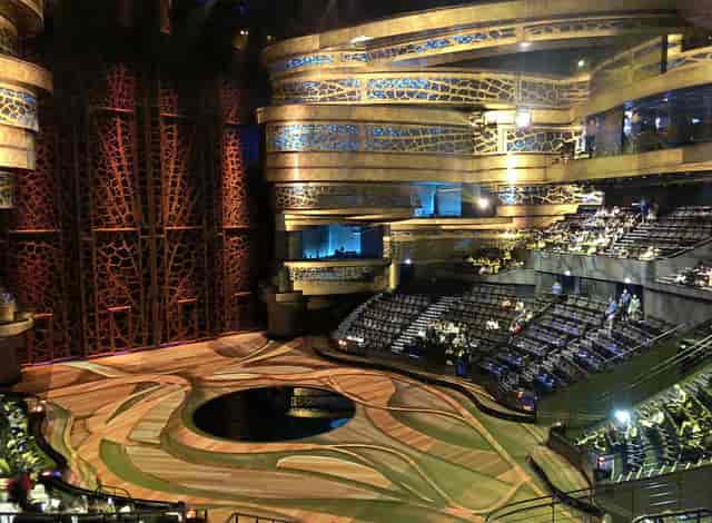 La Perle auditorium with intricate design, perfect for performances and conferences.