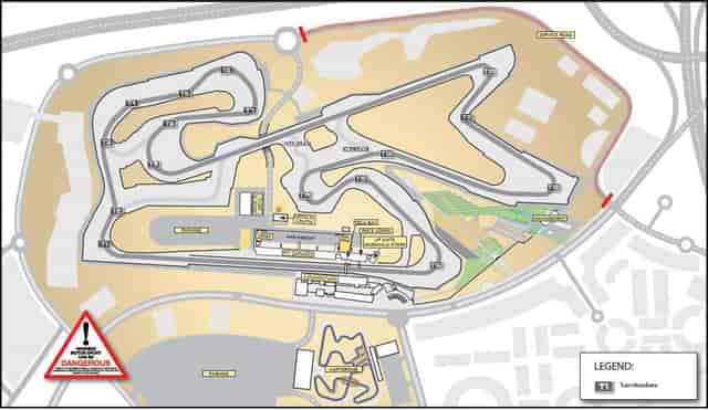 Dubai Autodrome racing circuit layout for event planning and logistics management.
